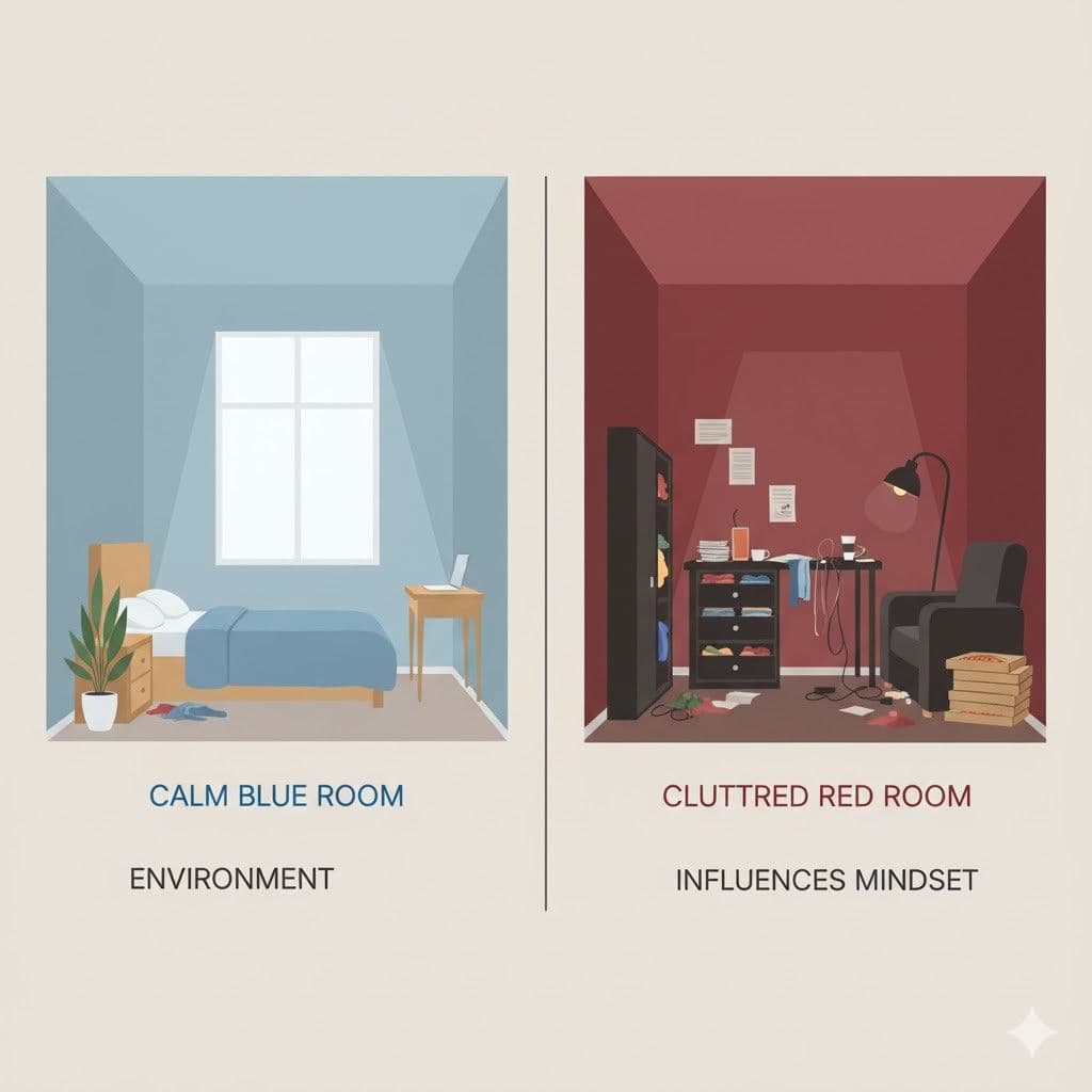 Side-by-side comparison of two rooms