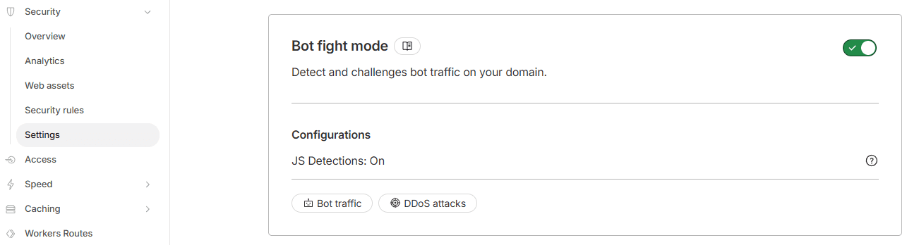 Cloudflare Bot fight Mode - Screenshop