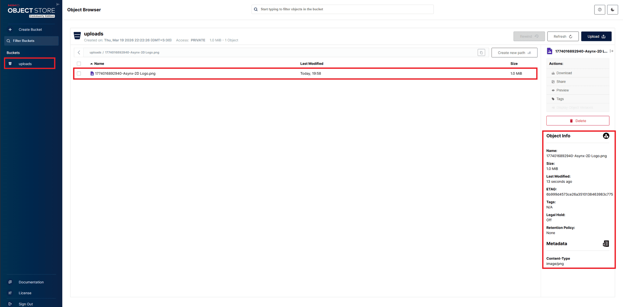 Object Storage with file