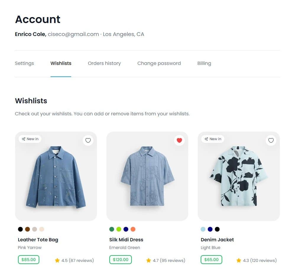Customer Wishlist