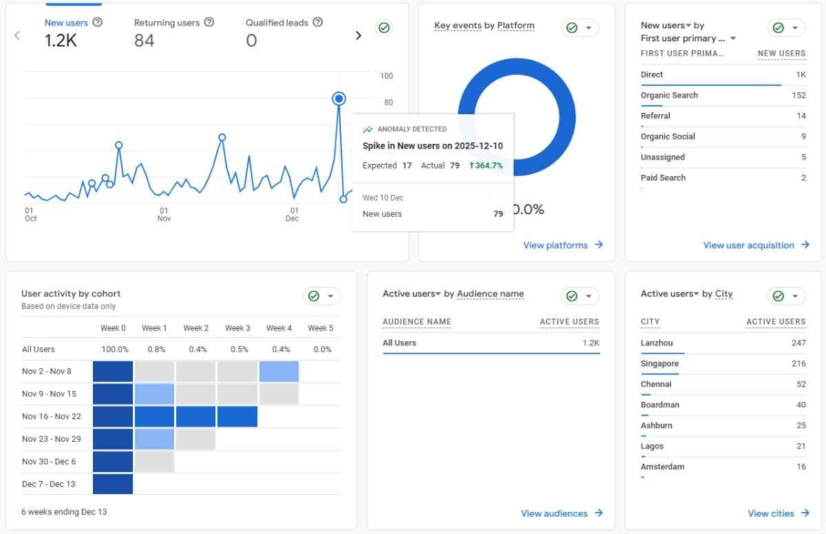 Google Analytics Dashboard - Bot Traffic
