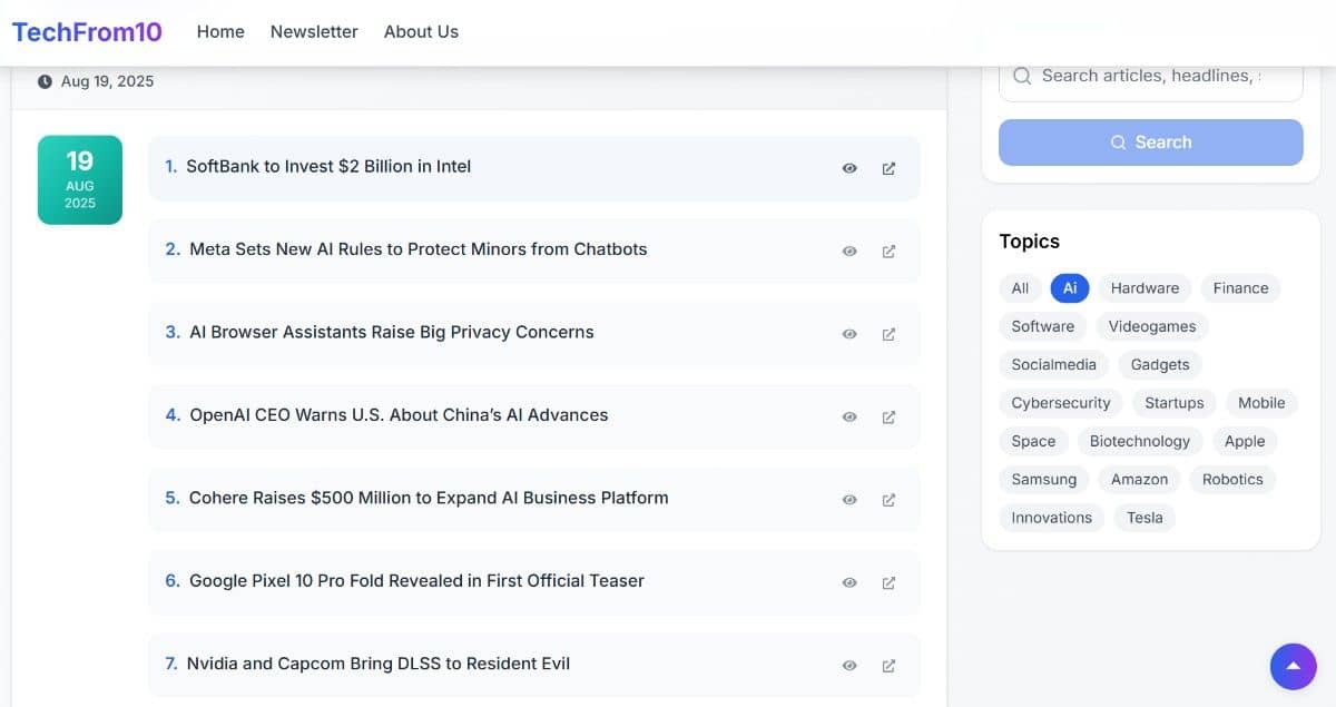 Home Page Filter Section