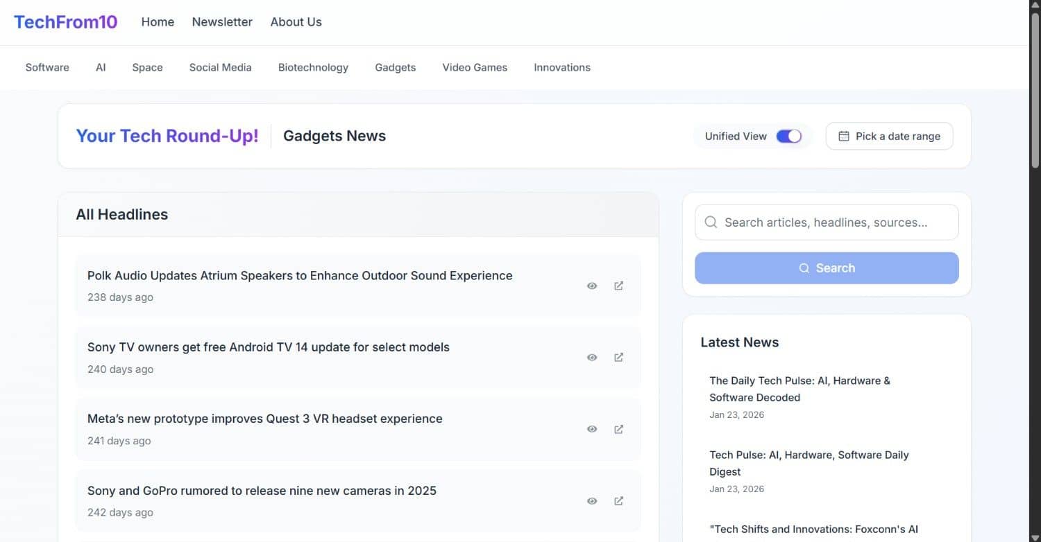 Gadgets News Page